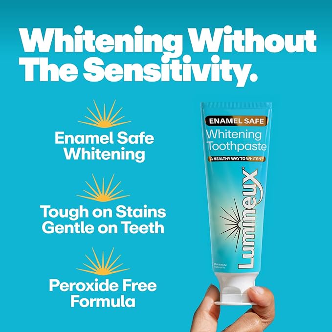 Lumineux Teeth Whitening Toothpaste 2 Pack Peroxide Free Enamel Safe for Sensitive Whiter Teeth, Fluoride Free, No Alcohol, Artificial Colors, SLS Free Dentist Formulated - 3.75 Oz