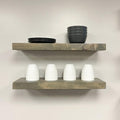 URBANDI, Rustic Floating Shelves, Set of 2, Hidden Bracket, Solid Wood, Heavy Duty, Wall Mounted Shelves, (Grey, 12Wx10D)