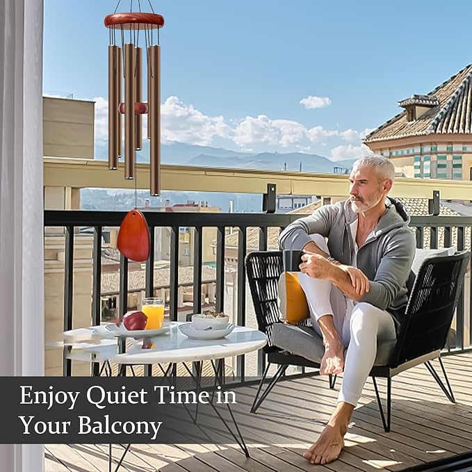 28" Wind Chime for Mothers Day, Decorative Wind Chimes for Outside, Memorial Windchimes Remembrance Gift for Women Mom Grandma, Metal Wind Chimes Outdoor Decor for Garden Patio Zen(Coffee)