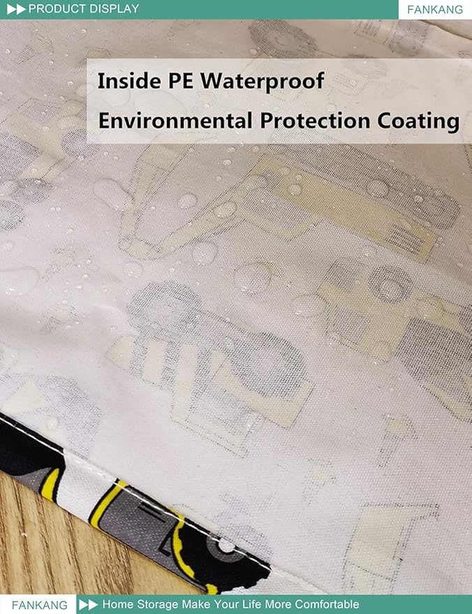 FANKANG Square Nursery Hamper Storage Bins Canvas Laundry Basket Foldable with Waterproof PE Coating Storage Baskets Gift Baskets for Children, Office, Bedroom, Clothes（Square-Engineering ）