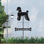 BAYN Solar Poodle Garden Stakes Decorative with a Lantern Dog Silhouette Welcome Sign Outdoor Garden Decor for Yard, Lawn, Patio, Pathway