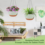 Hanging Planters for Outdoor Indoor Plants, 2 Pack 12 Inch Hanging Basket Plants Outdoor, Self Watering Hanging Planter with Plant Hanger for Garden Home Decoration (Green)