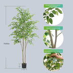 Tall UV Resistant Ficus Tree Artificial，7ft(84in) Realistic Texture Potted Faux Ficus Tree， Fake Trees Indoor Outdoor for Home Office Living Room Bedroom Foyer Porch Decor.