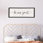 comurdyo Be Our Guest Wall Decor Sign 40”X15” Large Master Bedroom Above Bed Wall Decor Wood Framed Guest Room Sign Simple Rustic Farmhouse Over Bed Bedside Wall Art (Black)