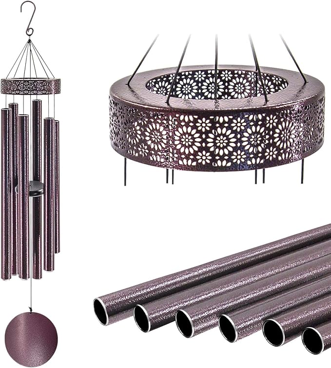 ASTARIN 48'' Large Wind Chimes - 6 Heavy Tubes, Memorial Outdoor Chimes for Garden Decor, Sympathy Gifts, Bronze