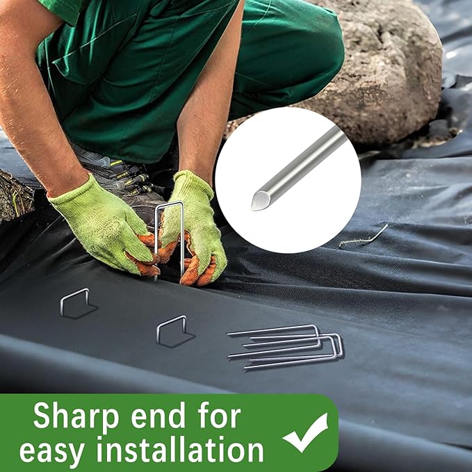 50 Pack Landscape Staples 4 Inch 12 Gauge Garden Stakes Galvanized Garden Staples Pins Anti-Rust Ground Stakes for Weed Barrier, Irrigation Tubing, Yard Lawn, Landscape Fabric