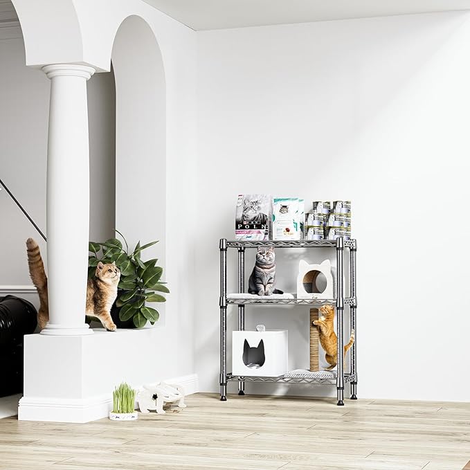 750 lbs 3 Tier Shelf Metal Storage Shelves Wire Rack Closet Organizers for Garage Kitchen Bathroom Laundry Chrome 11.8" D x 25.6" W x 31.5" H