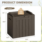 JUMMICO 31 Gallon Resin Deck Box Waterproof Indoor Outdoor Storage Boxes for Patio Furniture Cushions and Garden Tools (Brown, 31gallon-2 Packs)
