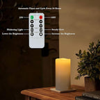 Homemory 4" x 8" Waterproof Outdoor Flameless Candles, Battery Operated Flickering LED Pillar Candles with Remote and Timers for Indoor Outdoor Lanterns, Long Lasting, Large, Dark Ivory, Set of 2
