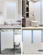 Frosted Glass Window Privacy Film Decorative, Bathroom Privacy Film for Glass Windows Cover, Static Cling, Removable, Reusable, Anti-UV, Anti-Glare, Heat Blocking,（Pure,17.5X196.9Inch）