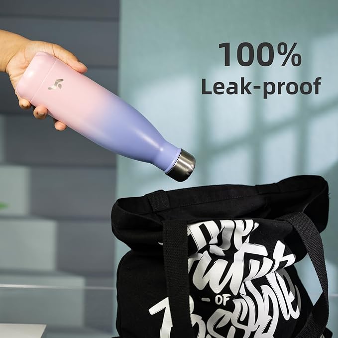 Insulated Water Bottles,17 oz Double Wall Stainless Steel Vacumm Metal Flask for Sports Travel,Pastel Sunset