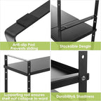 Expandable Cabinet Shelf Organizer Rack, Stackable Kitchen Counter Storage Shelves Stand, Adjustable Height Pantry Shelf Spice Rack (Black, 1 Pack)