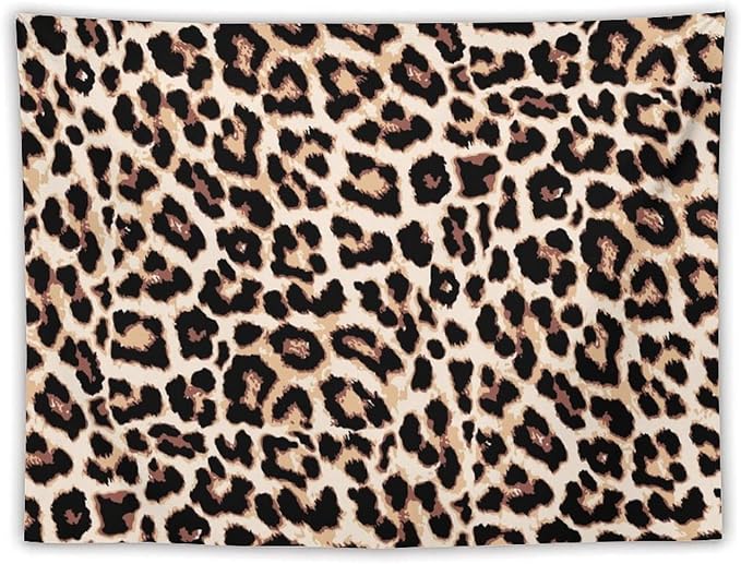 HZOHNAGO Leopard Print Tapestry Rustic Brown Leopard Wild Animal Printed Wall Tapestry Painting Wall Hanging for Bedroom Living Room Dorm 80" W x 60" H