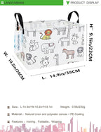 LANGYASHAN Rectangular Storage Bin Collapse Canvas Fabric Cartoon Storage Basket with Handles for Organizing Home Kitchen Boys and Girls Toys Office Closet Shelf Baskets (Rec Simplified Zoo)