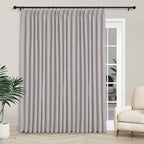 Macochico Extra Wide Full Blackout Linen Curtains for Sliding Door Browish Grey Pinch Pleated Linen Curtains 96 Inches Long for Bedroom Living Room Farmhouse with Tieback 120”Wx96”L 1 Panel