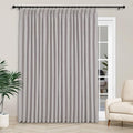 Macochico 100”Wx102”L 100% Blackout Pinch Pleated Linen Curtains for Sliding Door Bedroom Living Room Farmhouse Thermal Insulated Browish Grey Burlap Drapes with Tieback 1 Panel Shabby Chic Style
