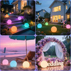 10-in Solar Globe Light, Solar Garden Ball Light Outdoor w/Remote, 16 RGB Color 4 Modes Glowing Ball, Waterproof Smart Light Sensor Control Outdoor Orb Lamp w/Ground Stake for Pathway Patio Yard Party