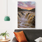 The surging waterfall scenery in the canyon is suitable for posting in the living room bedroom and office landscape posters