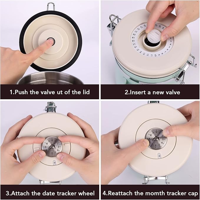 ShanSon Coffee Canister Airtight Coffee Container Stainless Steel Coffee Bean Storage Container with CO2 Release Valve and Scoop Coffee Canister for Beans,Grounds,Sugar,Flour,Tea,Cereal,11OZ,Green