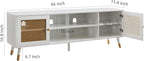 JYED Mid Century Modern TV Stand and Console for TVs Up to 75" - White Entertainment Center, 2 Gold Metal Mesh Doors & MDF Wood Grain, 15.8" D x 66" W x 23.5" H