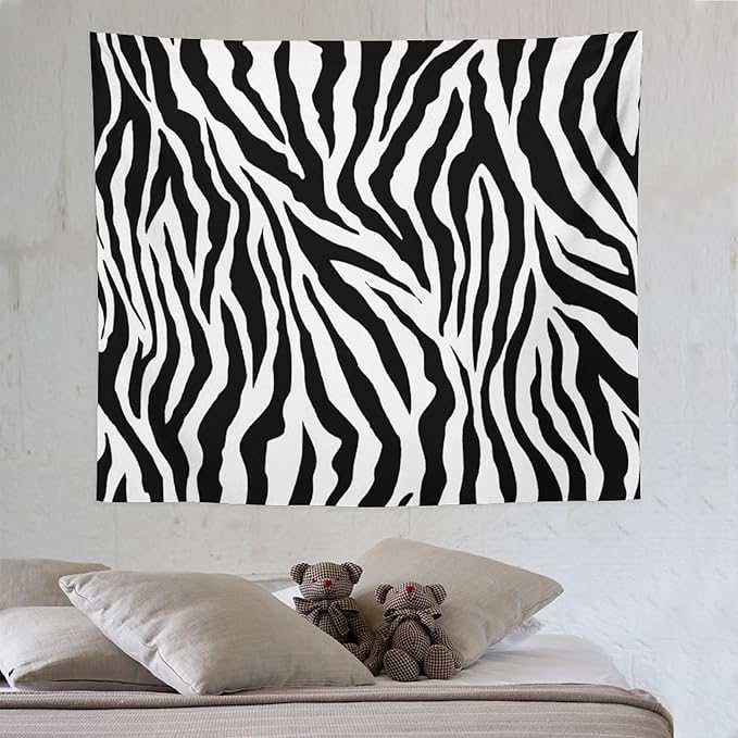 HZOHNAGO Zebra Print Tapestry Nature Wild Animals Black and White Stripe Printed Wall Tapestry Painting Wall Hanging for Bedroom Living Room Dorm 60" W x 50" H