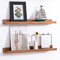 AZSKY Floating Nursery Book Shelves Light Fair Pale Walnut Rustic Picture Photo Ledge Shelves Wall Mounted Wooden Display Shelf for Bathroom Bedroom Kitchen 24 Inch Wall Shelves a Set of 2