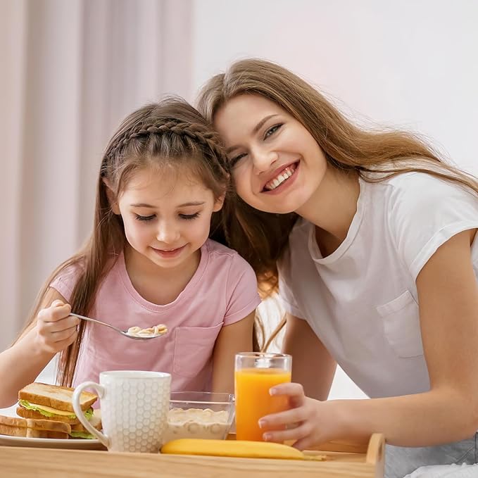 Toddler Utensils 4 Set, Kids Stainless Steel Silverware Set - 2pcs Forks and 2pcs Spoon, Cute Children Flatware Sets with Mirror Polished, Self Feeding Safe, Dishwasher Safe