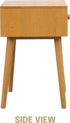 NTC Solid Oak Lux Nightstand with Drawer - Mid Century Modern Rustic Oak