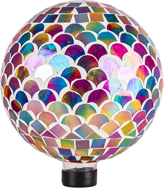 VCUTEKA Gazing Ball, Glass Mosaic Gazing Balls Sphere for Garden Lawn Outdoor Ornament Yard Decorative, 10-Inch