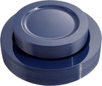 FLOWERCAT 60PCS Blue Plastic Plates - Heavy Duty Blue Plates Disposable (10.25" & 7.5") - serve for 30guest Birthday Party/Wedding/Father's Day/Memorial Day/Graduation