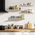 Floating Wall Shelves 4-Pack - Rustic Wood 16-inch Wooden Wall Shelves for Storage and Décor, Multi-Functional and Easy to Install for Living Room, Bedroom, and Kitchen