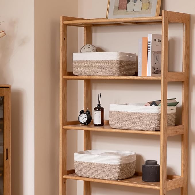 Storage Baskets for Organizing 3 Pack, Woven Baskets for Shelves, Closet Organizer Bins Empty Gift Basket Toy Storage for Toys, Books, Towels, Clothes, 15"x11.42"x6.7", Yellow