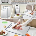 Titanium Cutting Board Double-sided non-slip silicone edging Pure Titanium Cutting Boards for Kitchen - Double-Sided Food-Grade Chopping Board Non-Stick Durable and easy to clean (3-Piece S/M/L)