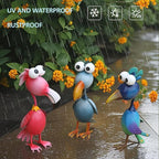 Kircust Outdoor Metal Bird Yard, Garden Decor for Outside Flamingo/Peacock/Pelican Decorations Art Statues, Lawn Ornaments for Courtyard, Patio, Backyard, Porch, Set of 3