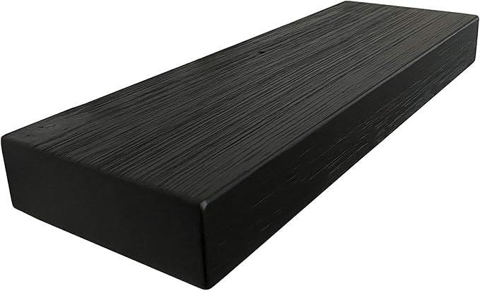 joelsantiques - 18 Inch Wooden Floating Shelves for Wall - 18x6x2 in - Made of Natural Wood - Short Heavy Duty Rustic Wall Shelves for Bedroom - Perfect for Bathroom, Kitchen - Black