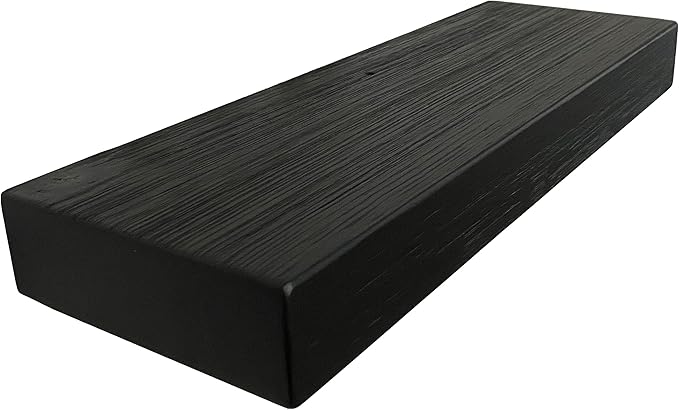 joelsantiques 24 Inch Wooden Floating Shelves for Wall - 24x6x2 in - Made of Natural Wood - Short Heavy Duty Rustic Wall Shelves for Bedroom - Perfect for Bathroom, Kitchen - Black