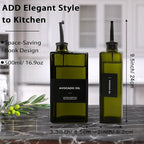 Olive Oil Dispenser Bottle for Kitchen 16.9oz, UV-Blocking Oil and Vinegar Dispenser Set, Leakproof Oil Container for Home, Restaurant (Green, Set of 4)