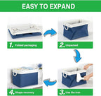 Bidtakay Large Storage Baskets for Shelves 3 Pack Fabric Storage Bins for Organizing Navy Blue Decorative Baskets Linen Collapsible Organizer for Closet