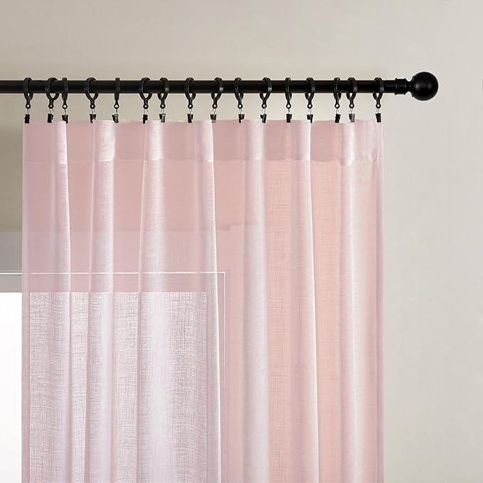 Joydeco Sheer Curtains 96 Inches Long, Beige Curtains for Living Room 2 Panels Set, Window Curtains Privacy Assured with Light Filtering(W52 x L96 Inch,Tapioca)