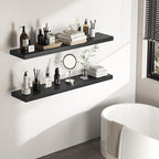Floating Shelves - 10.3 Inch Deep Wall Shelf for Decor & Storage - Wall Mounted Display Shelving with Invisible Heavy-Duty Metal Bracket - 48" W x 10.3" D x 1.8" H - Set of 1 - Rustic Black