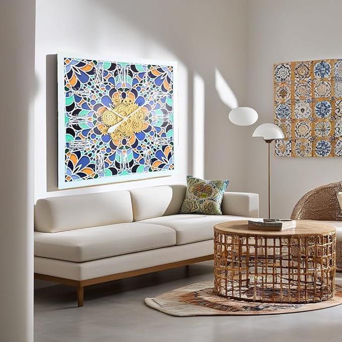 The Gears Clock Wall Clock Italy Collection with Moving Gears (Tramonti, 36 inch Square)