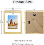 8x10 Picture Frame Set of 4, 8 x 10 Wood Photo Frames with Mat for 5x7, Wooden Frame with Real Glass Cover for Wall and Tabletop Display,Gold