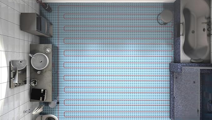 All-in-one Electric Radiant Floor Heating Kit 15 Sq Ft 120V with 2855301 Thermo Connect WiFi Programmable Thermostat, Heat Uncoupling Membrane, Underfloor Heat Cable, Safe Installation Tools