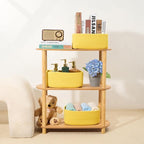 Small Storage Baskets for Organizing | Closet Organizer Bins | Shelf Toy Basket | Woven Rope Baskets | Cube Decorative Box | Shallow Basket | 11.5x7.5x4.7” | 3 Packs Yellow