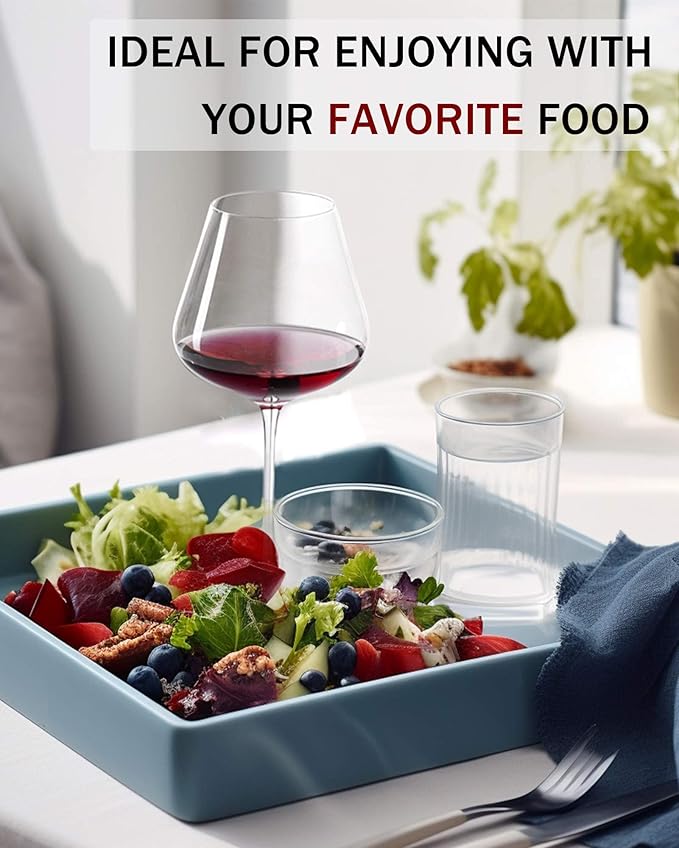 JBHO Hand Blown Italian Style Crystal Burgundy Wine Glasses - Lead-Free Premium Crystal Clear Glass - Set of 2-21 Ounce - Gift-Box for any Occasion