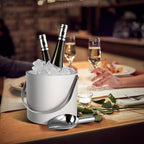 Insulated Ice Bucket with Silicone Lid, Scoop, Tongs & Strainer, 3L Stainless Steel Double Wall Ice Buckets for Parties & Cocktail Bar, Champagne Ice Bucket with Lid for Freezer, Ivory