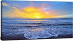 Wall Art Decor Large Sunset Canvas Print Picture Sunrise Ocean Beach Waves Scenery Modern Painting Artwork for Home Office Living Room Bedroom Decoration Framed Ready to Hang, 20x40Inch