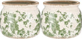 2 Pcs Vintage Planter Large Ceramic Plants Pot Beige Green Vintage Floral Ice Crack Cottage Scroll Vase Flower Vase Pot Indoor Plants Home Kitchen Decor Farmhouse Antique Decorative Gifts