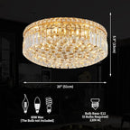 6-Lights Gold Crystal Flush Mount Chandelier Light Fixture K9 Crystals Modern Ceiling Lights Elegant Pendant Lamp for Bedroom,Hallway,Bar,Living Room,Dining Room,H5.9 xW20 (Bulbs Not Included)