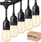 Svater Outdoor Led String Lights 50FT, Patio Lights with 16pcs S14 Shatterproof Bulbs, 1 Watt E26 Dimmable 2700K Warm White, IP65 Waterproof, Commercial Grade Light